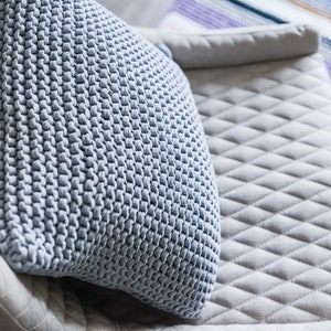 Knitted gray throw pillow cover Chunky crochet pillow Cushion baby pillow Couch cushion cover Chair cushion Cushion sofa Daybed cushion image 2