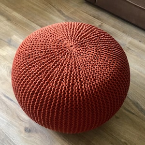 Large & small copper pouf, Ottoman chair, Floor cushion, Knit pillow, Knitted ottoman pouf, Footstool, Coffee table, Many colors and sizes
