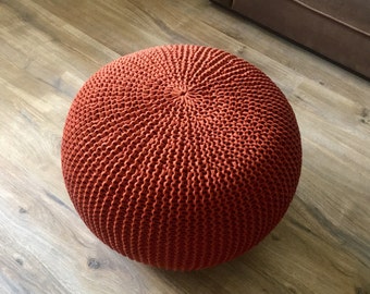 Large & small copper pouf, Ottoman chair, Floor cushion, Knit pillow, Knitted ottoman pouf, Footstool, Coffee table, Many colors and sizes