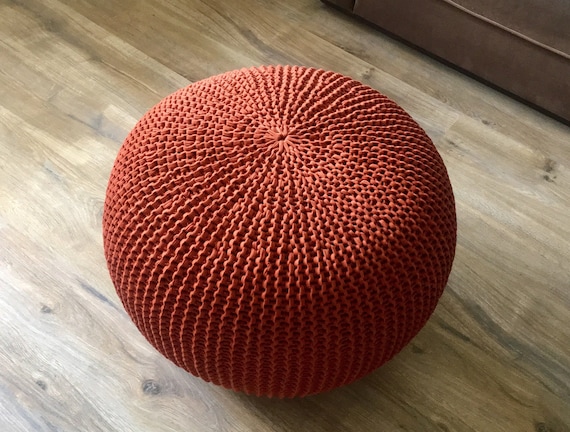 Large & Small Copper Pouf, Ottoman Chair, Floor Cushion, Knit