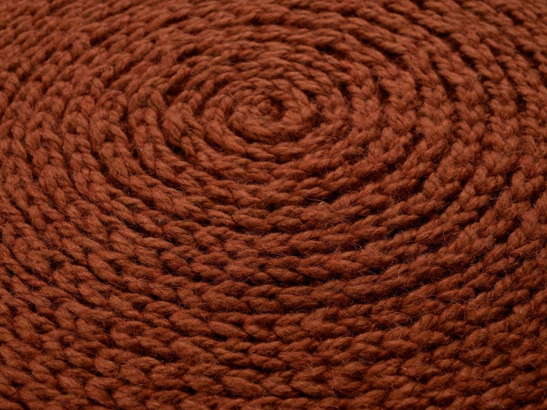 Wool Chair Cushion, Copper Chair Pad, Knitted Chair Cushion, Round