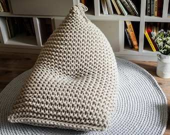 Kids bean bag chair for living room, Accent reading chair, Housewarming gift, Birthday gift, UNFILLED