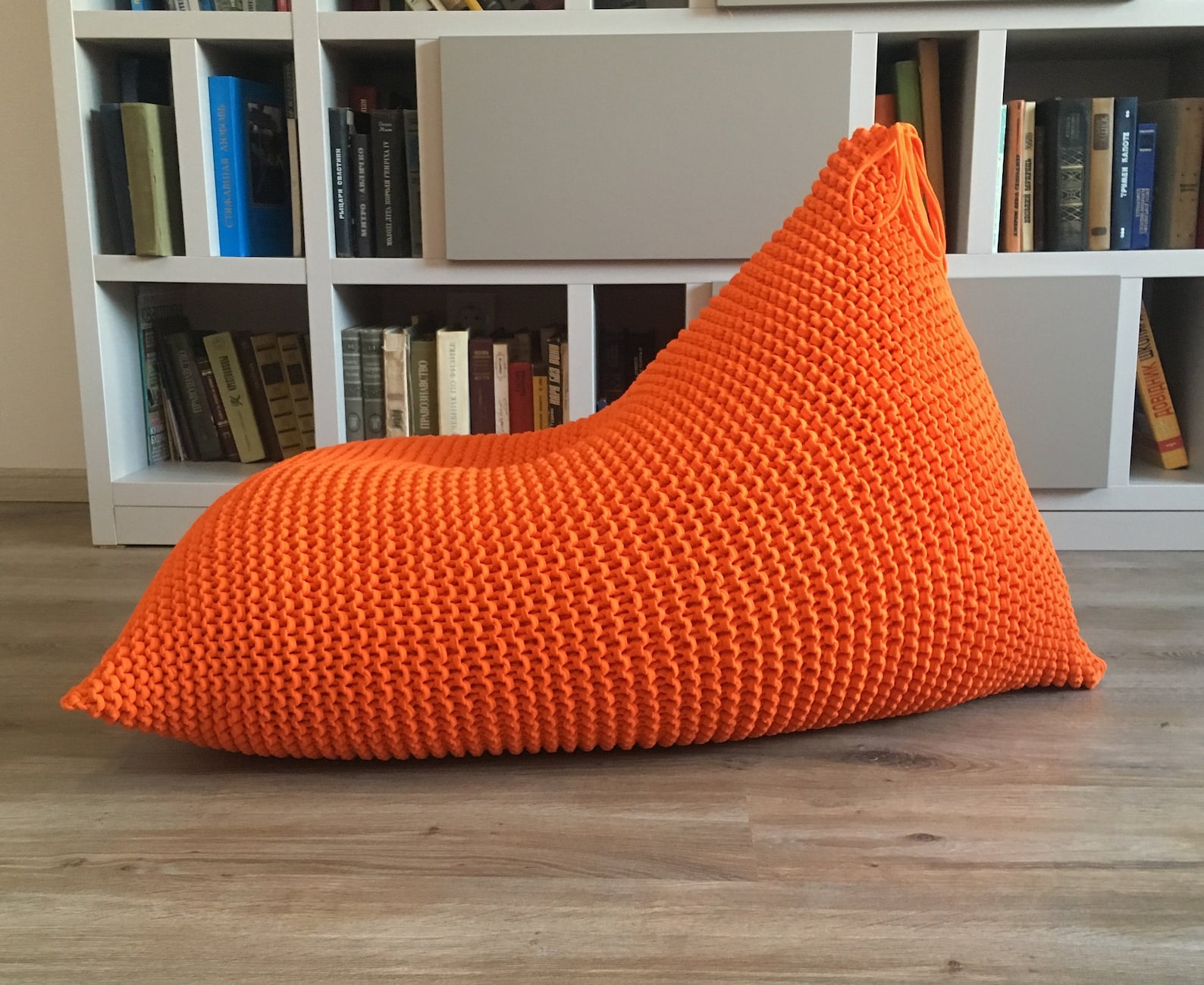 Knit Orange Bean Bag Chair Kids Bean Bag Chair Knitted Bean Etsy