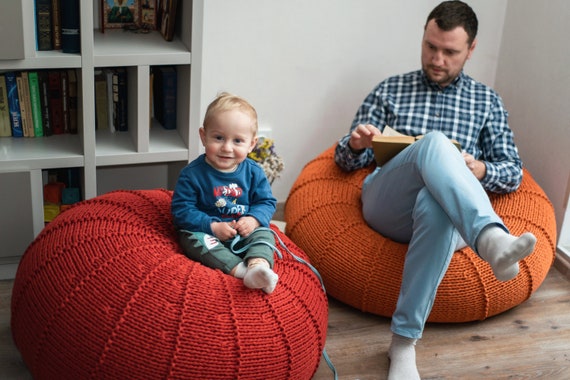 Brick orange bean bag chair Giant interior living room - Etsy België