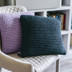 Knitted lavender throw pillow cover Chunky crochet pillow Cushion baby pillow Couch cushion cover Chair cushion Cushion sofa Daybed cushion