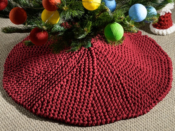 Tannenbaum-Rock, Bordeaux-Baum-Rock, Gestrickter Baum-Rock, Jumbo-Baum-Rock Grobstrick-Strickrock Farbwahl 14 Größen und 37 Farben