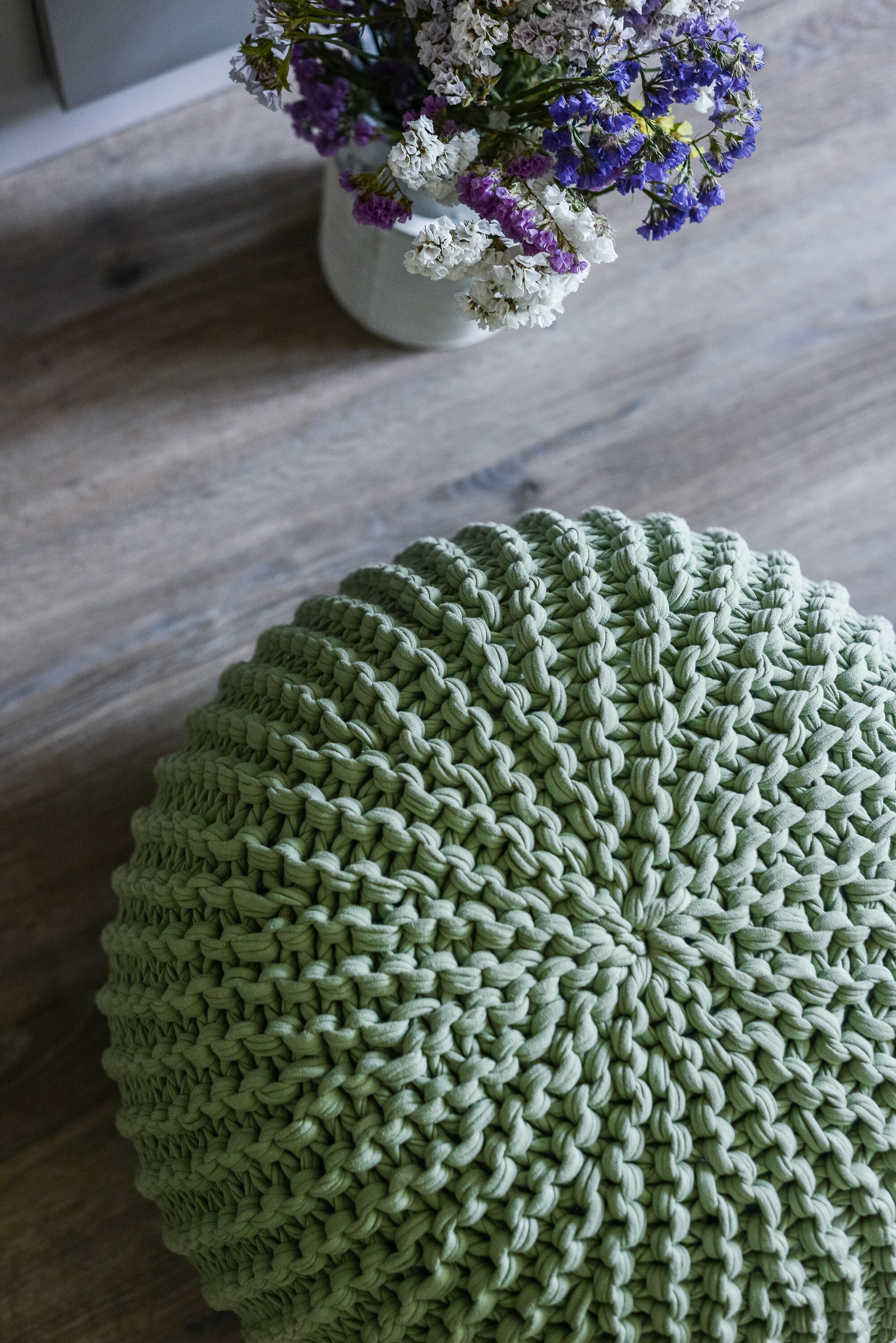 Chunky Knit Green Color Pouf Nursery Pouf Stuffed Pouf Ottoman Etsy