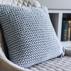 Knitted gray throw pillow cover Chunky crochet pillow Cushion baby pillow Couch cushion cover Chair cushion Cushion sofa Daybed cushion image 1