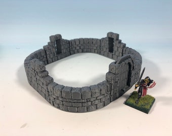 DungeonStick Small Tower Fortress - One Floor Kit with Door and Arrow Slits- OpenForge Dungeonsticks