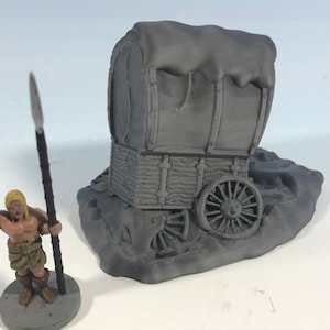Broken Down Wagon - Dungeons and Dragons, Pathfinder, Dwarven Forge, vikings - Wilds of Wintertide - 3d Printed