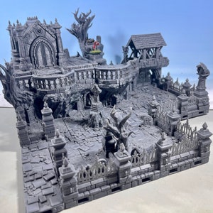 Graveyard and Crypt - Dragon&#39;s Rest - 28mm - 3D Printed - Fantasy Terrain - DnD, Pathfinder