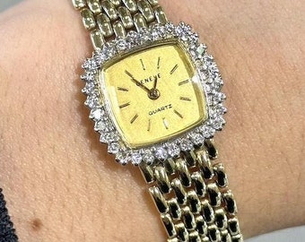 Vintage 14k Yellow Gold Diamond Geneve Ladies Watch