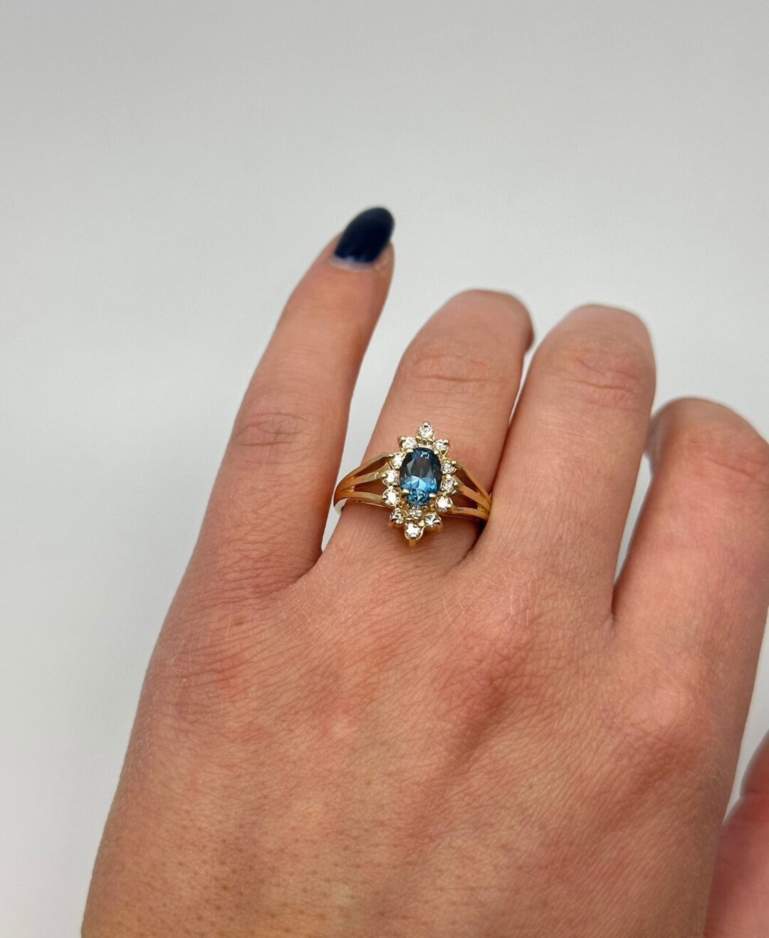Yellow-Blue Blue Topaz 14K Gold 6.5 Ring