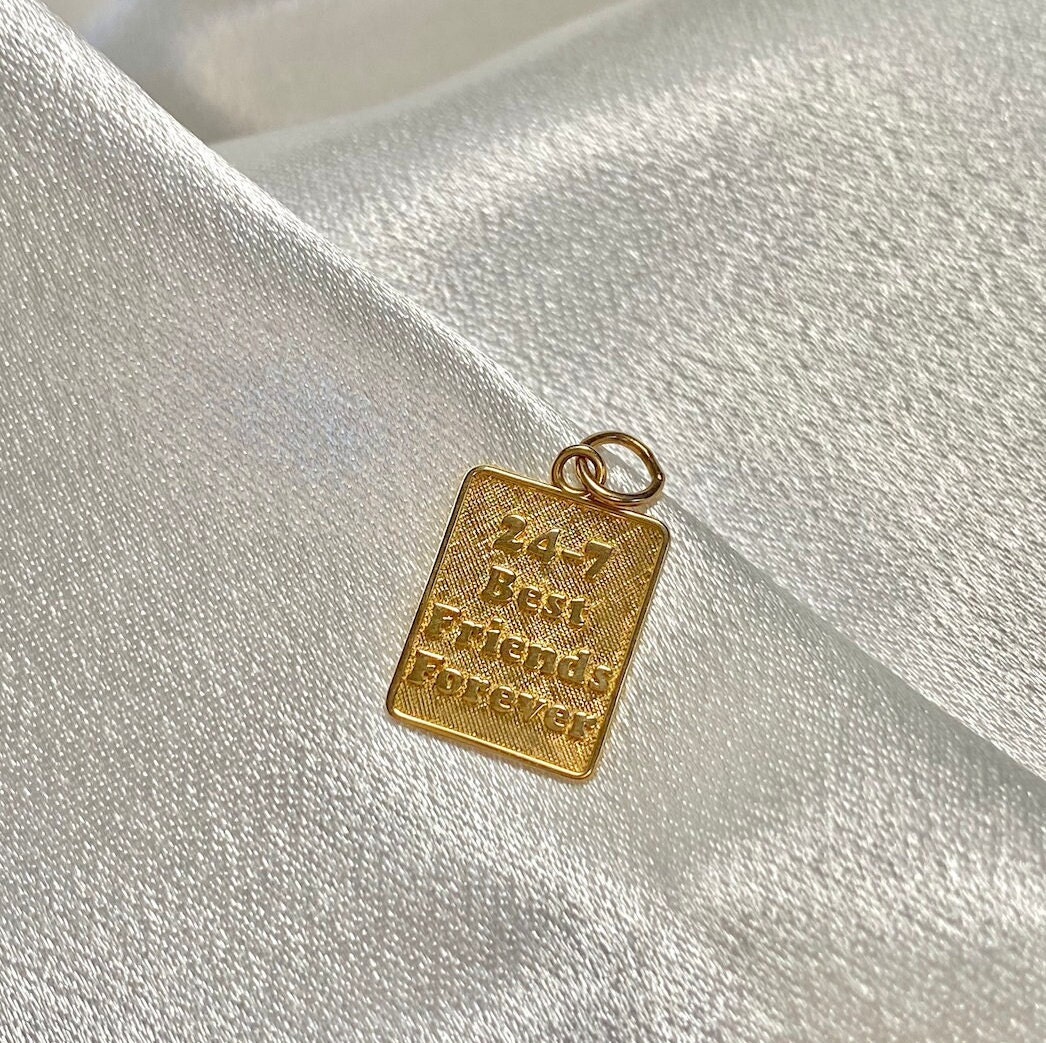 Three-Sided Message Charm – “Good Luck, Best Friends, Together Forever” Silver Bead For Bracelets - View #8