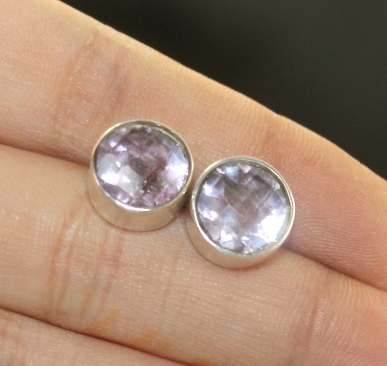 Natural Amethyst Stud Earrings 925 Sterling Silver Studs w Backings Gemstone Studs February Birthstone Dainty Posts Gift Idea ST59