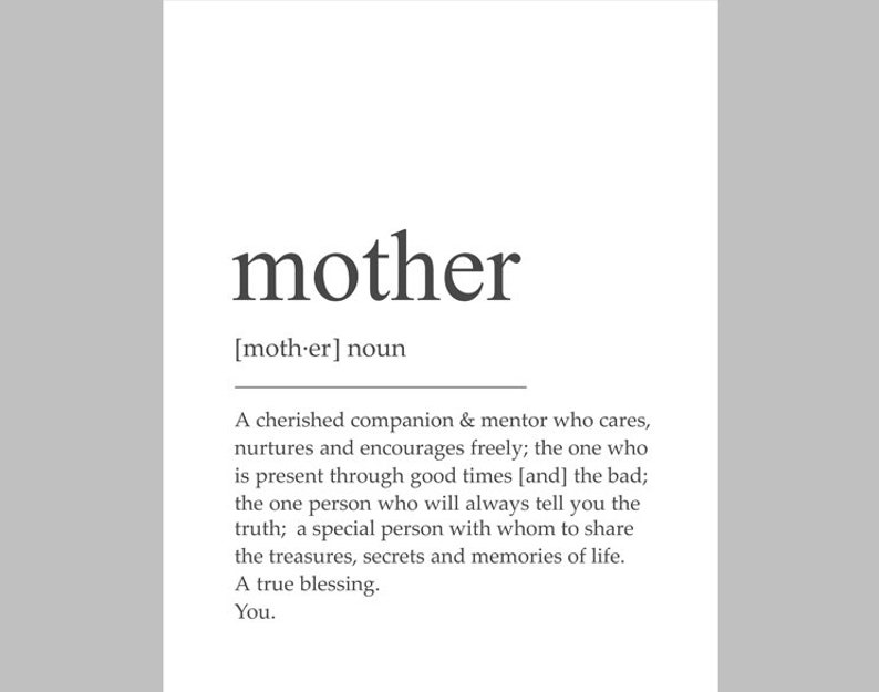 Mother Print Mother Definition Mother Poster Mother Quote Etsy