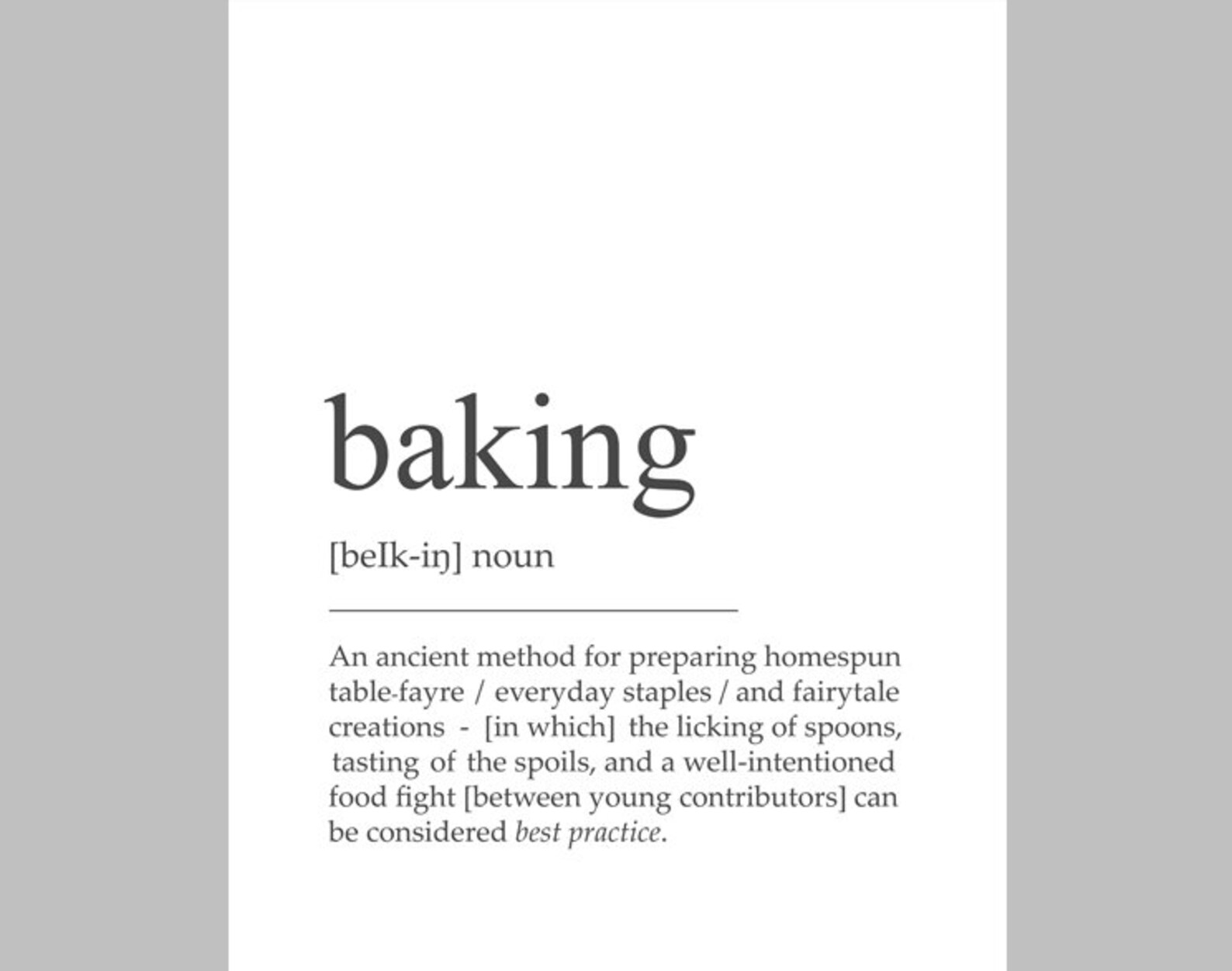 Baking Print Baking Definition Print Baking Poster Baking Etsy
