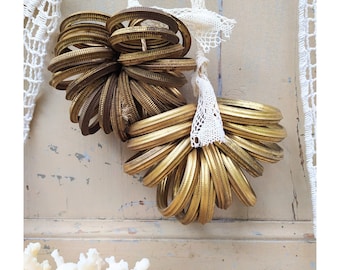 Antique French Brass Curtain Rings: Ormolu Shabby Chic Decor