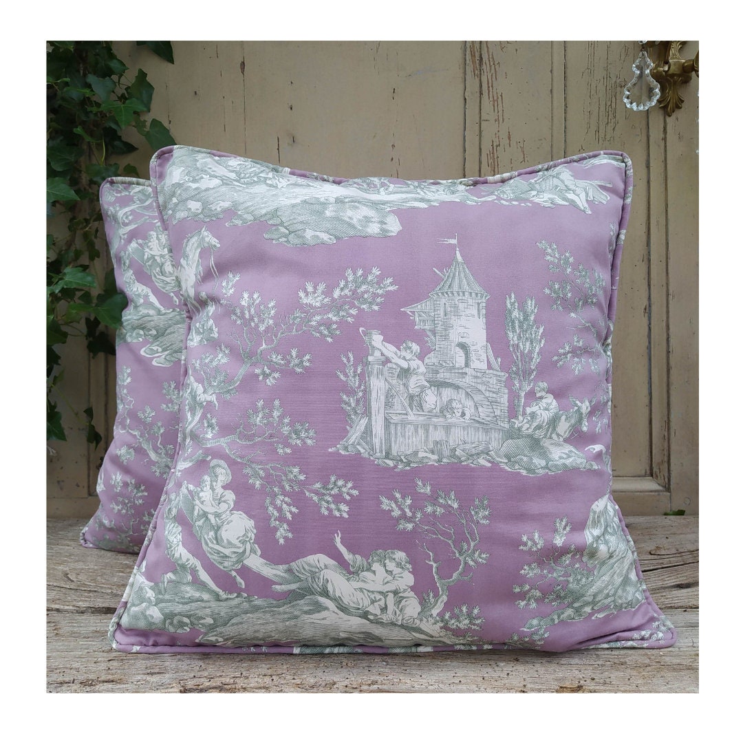French Vintage Toile Cushion Covers 45cm X 45cm Country Throw Cushions