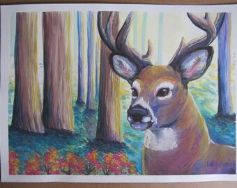 deer, animal art, art, artwork, home decor, enchanting, whimsical, print, poster, spirit animal, prints