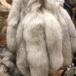Blue fox tails and silver fox tails
