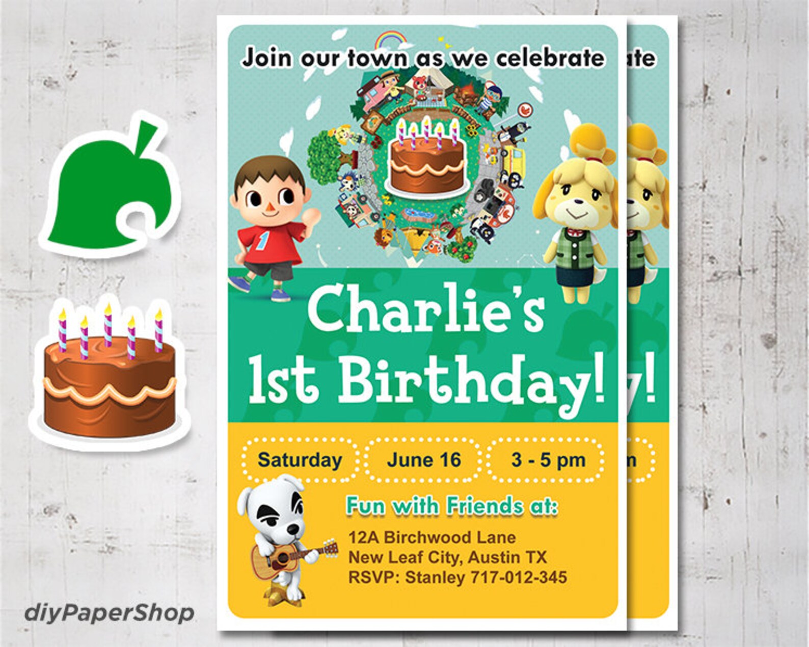 Animal Crossing Birthday Invite Birthday Invitation Nintendo Etsy