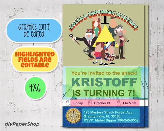Gravity Falls Invitation Birthday Invitation Gravity Falls Etsy - how to turn off roblox gravity