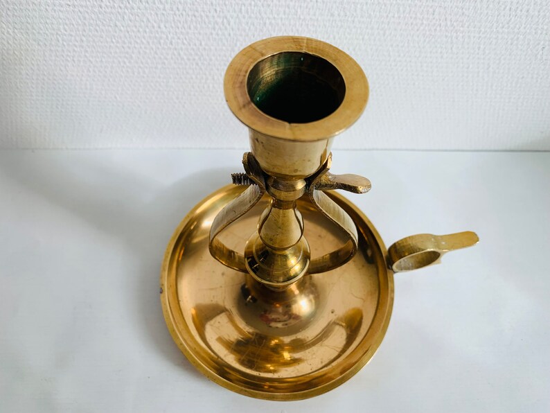 Vintage Candle Holder, Chamberstick, Retro Candle Holder, Indian