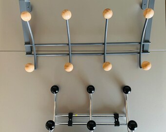 Set of 2. Vintage metal coat rack with  balls. Wall henging and door henging. 40x22cm and 25x15cm