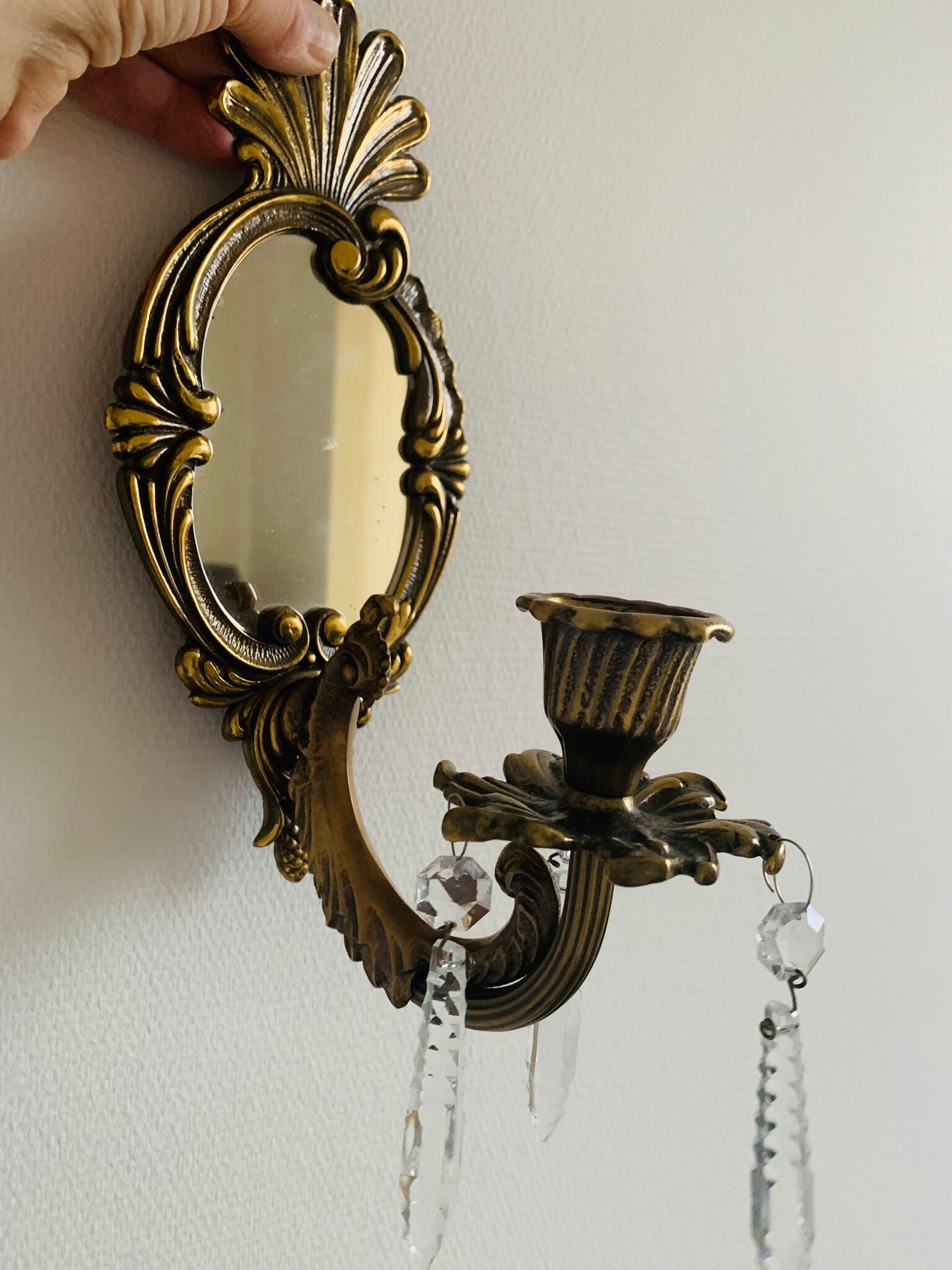 Rococo Wall Sconce Candle Holder With Mirror. Brass Bronze Rich Decor ...