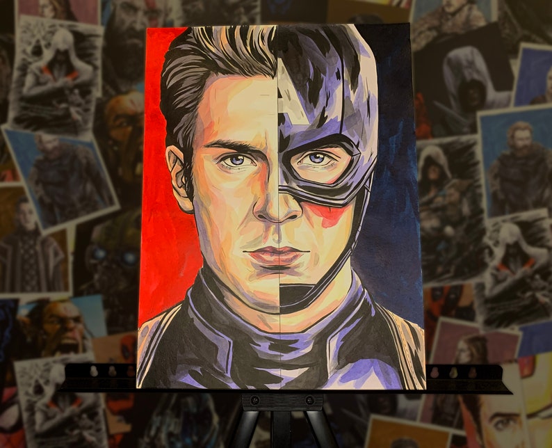 Alter ego superheroes ORIGINALS ARTS Drawing Comics NEW Movie Wall Art decor premium design gift idea Captain America
