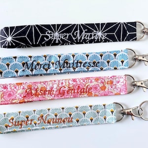 Personalized Embroidered Keychain for Best Friend, Great Colleague - Handmade in France