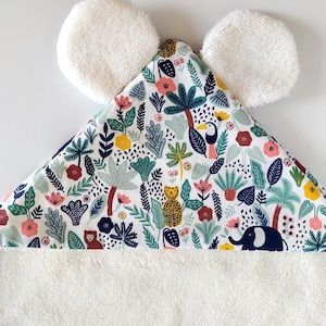 Enchanted Jungle Design Birth Gift Box - Oeko-Tex Cotton & Bamboo Terry Baby Bath Cape