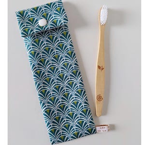 Zahnbürsten- und Zahnpasta-Etui - Art Deco Wasserdichter Stoff - Handgefertigt in Frankreich