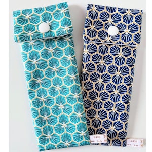 Electronic Cigarette Case - Japanese Pattern Fabric Turquoise/Dark Blue