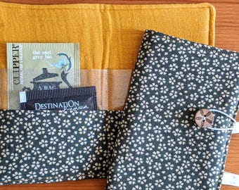 Tea & Herbal Tea Bag Wallet, Floral Fabric with Japanese Forget-Me-Not Pattern