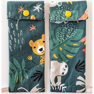 Pochette à Brosse à Dents Enfant Animaux de la Jungle - Fait Main en France