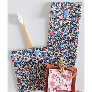 Étui à Brosse à Dents & Pochette à Savon - Tissu Imperméable Fleuri Façon Liberty - Fait Main en France