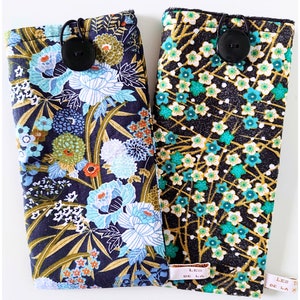 Étui à Lunettes & Téléphone Personnalisé - Tissus Floral Japonais - Fait Main en France