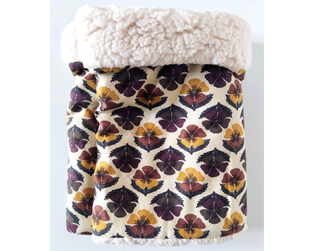 Women's Neck Warmer Lined With Sheep Fleece, Warm Floral Snood