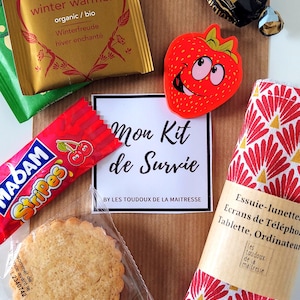 Survival Kit for Teacher, Atsem, Nanny, Colleague – Gift for Women – Handmade in France