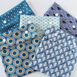 Pochette à Sandwich pour Pique-nique – Tissus Japonais - Intérieur Imperméable Certifié Alimentaire