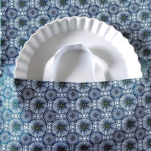 Coated Cotton Pie Bag - Waterproof Petrol Blue Fabric - Handmade in France