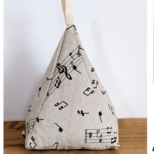 Butée de Porte en Tissu Notes de Musique - Cadeau pour Mélomane - Fait Main en France