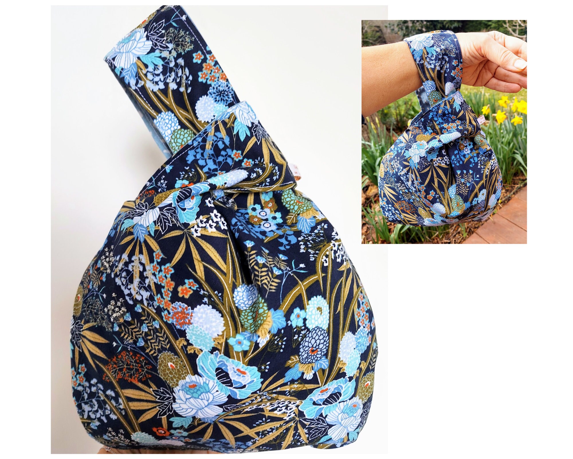 Bolso Reversible de Nudo Japon s Patr n de Armon a Floral