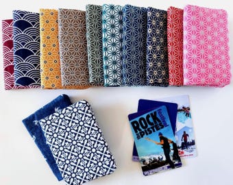 Japanese Pattern Fabric Credit Card/Business Card Holder - Handmade in France