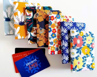 Personalized Mini Card Holder in Floral Fabric - 16 Designs - Handmade in France