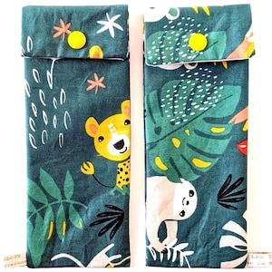 Children&#39;s Toothbrush Case - Jungle Animals Design - Handmade in France