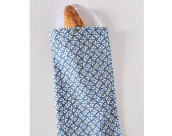 Bread & Baguette Bag in Fabric with Olive Leaf Pattern, Handmade in France Personalized