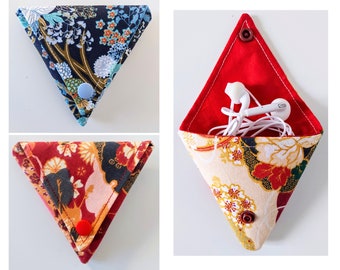 Japans origami zakje, portemonnee, oortelefoon of sleutelhouder, juwelendoos, gepersonaliseerd handgemaakt cadeau in Frankrijk